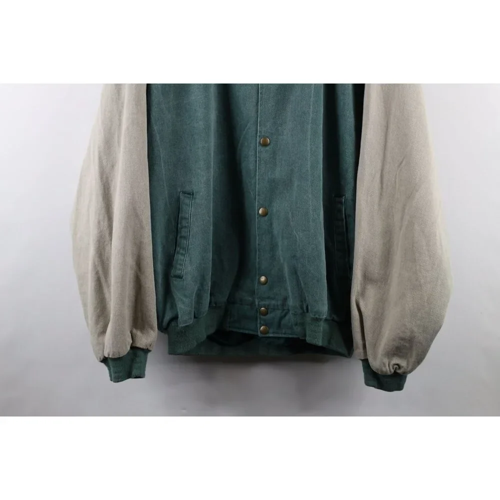 Vintage 90s Streetwear Mens XL Faded Color Block Denim Varsity Jacket Bomber USA - Picture 3 of 14